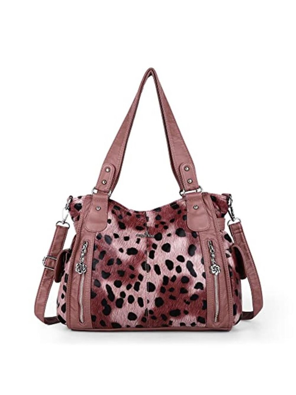Womens Vegan Leather Crossbody Bag Shoulder Purse Multi Pocket Hobo Handbag